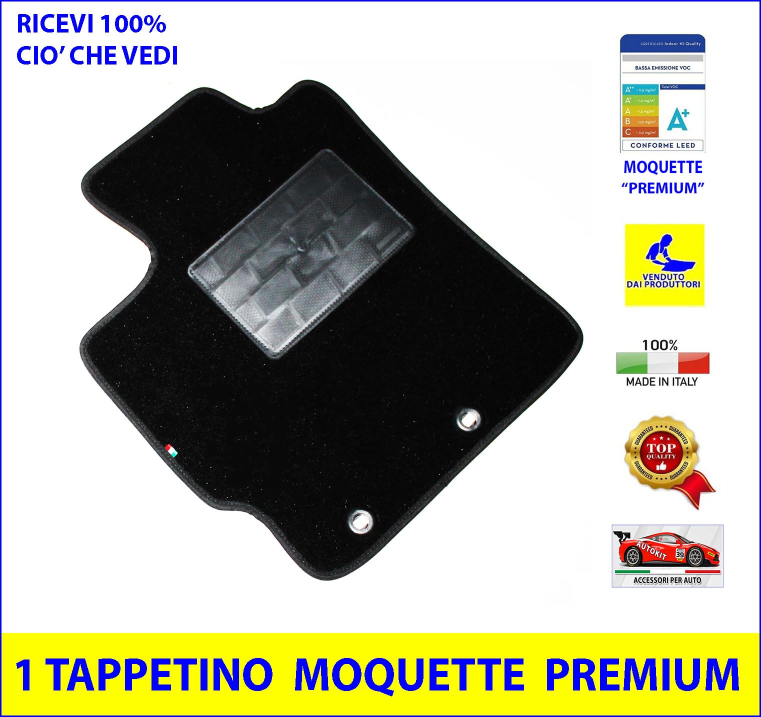 Tappetino singolo solo lato guida Tappeti auto in Moquette antiscivolo Specifico per Yaris (XP130, XP150) prodotte dal 10/2011 al 08/2020-131612