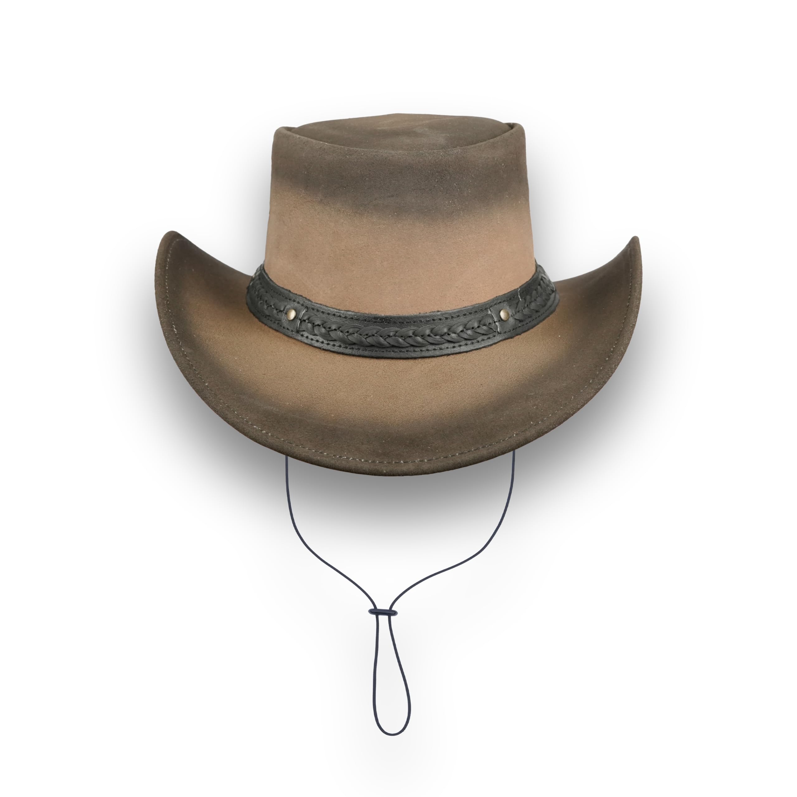 Leatherick Sombreros Vaqueros para Hombre - Sombreros Vaqueros Negros de ala Ancha Trenzada Estilo Western Vintage con barboquejo
