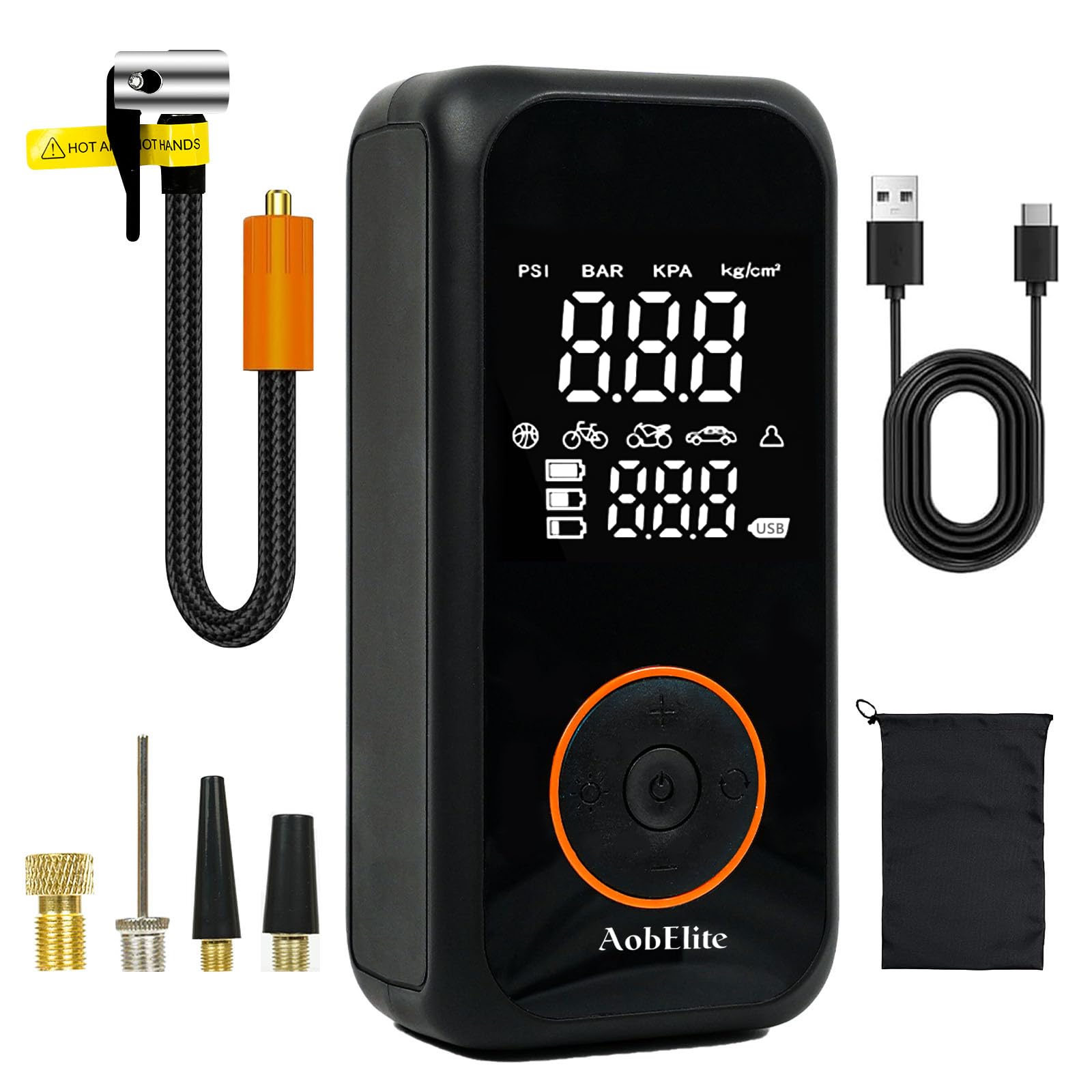Compressore d'aria portatile 150PSI Pompa di aria per pneumatici per auto Gonfiatore per pneumatici senza fili con manometro digitale Luce LED Palloncini bici elettrica Accessori per auto a sfera per