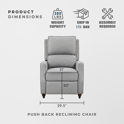 Miniatura 4 de Lexicon Silla reclinable con respaldo para sala de estar, sofá reclinable, sillón reclinable moderno, asiento reclinable de tela para sala de estar,