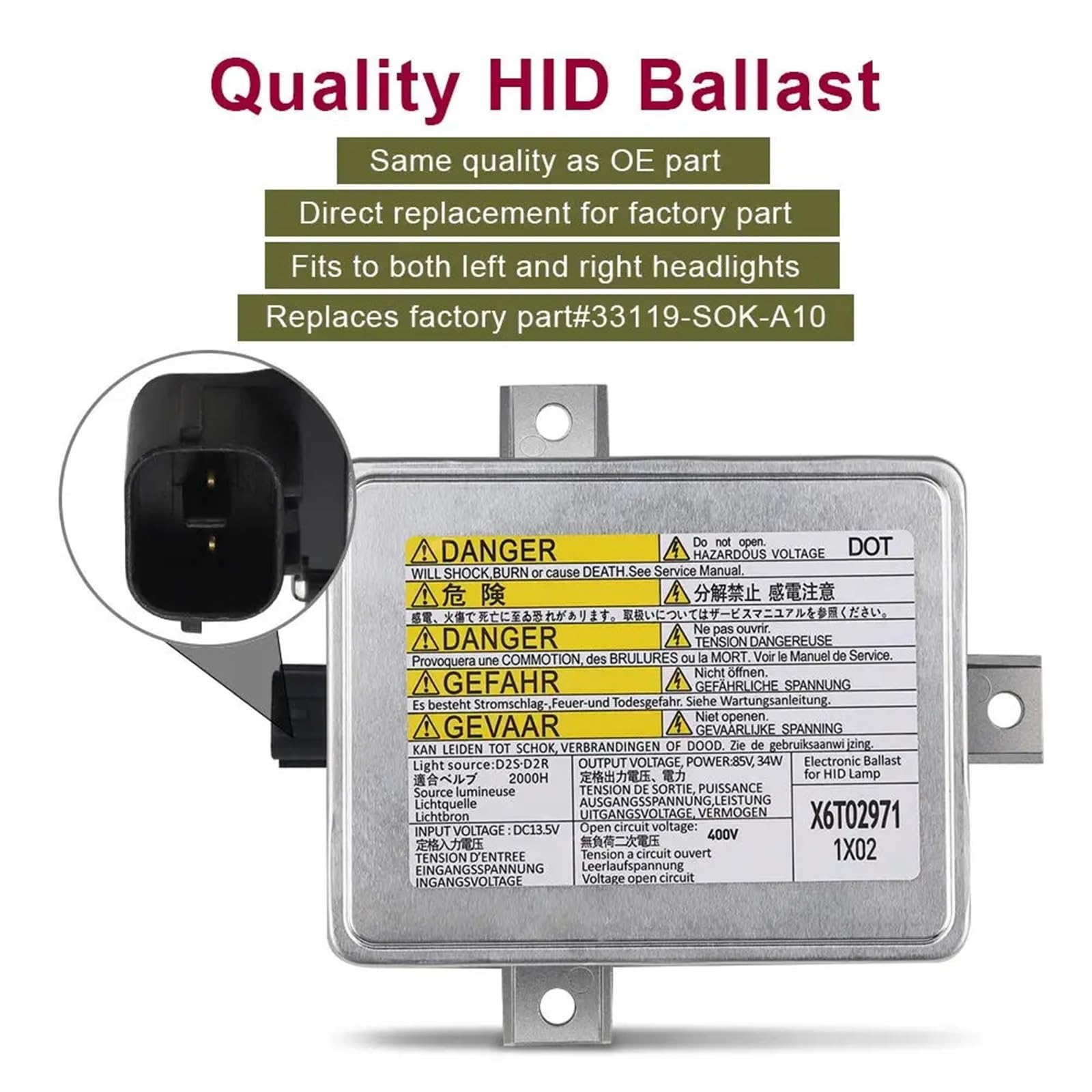 Balastro Centralita Compatible con Mitsubishi para Grandis 2003 2004 2005 2006 2007 2008 2009 2010 2011 Xenón HID Faro Balasto W3T10471 X6T02991 33119-S0K-A10