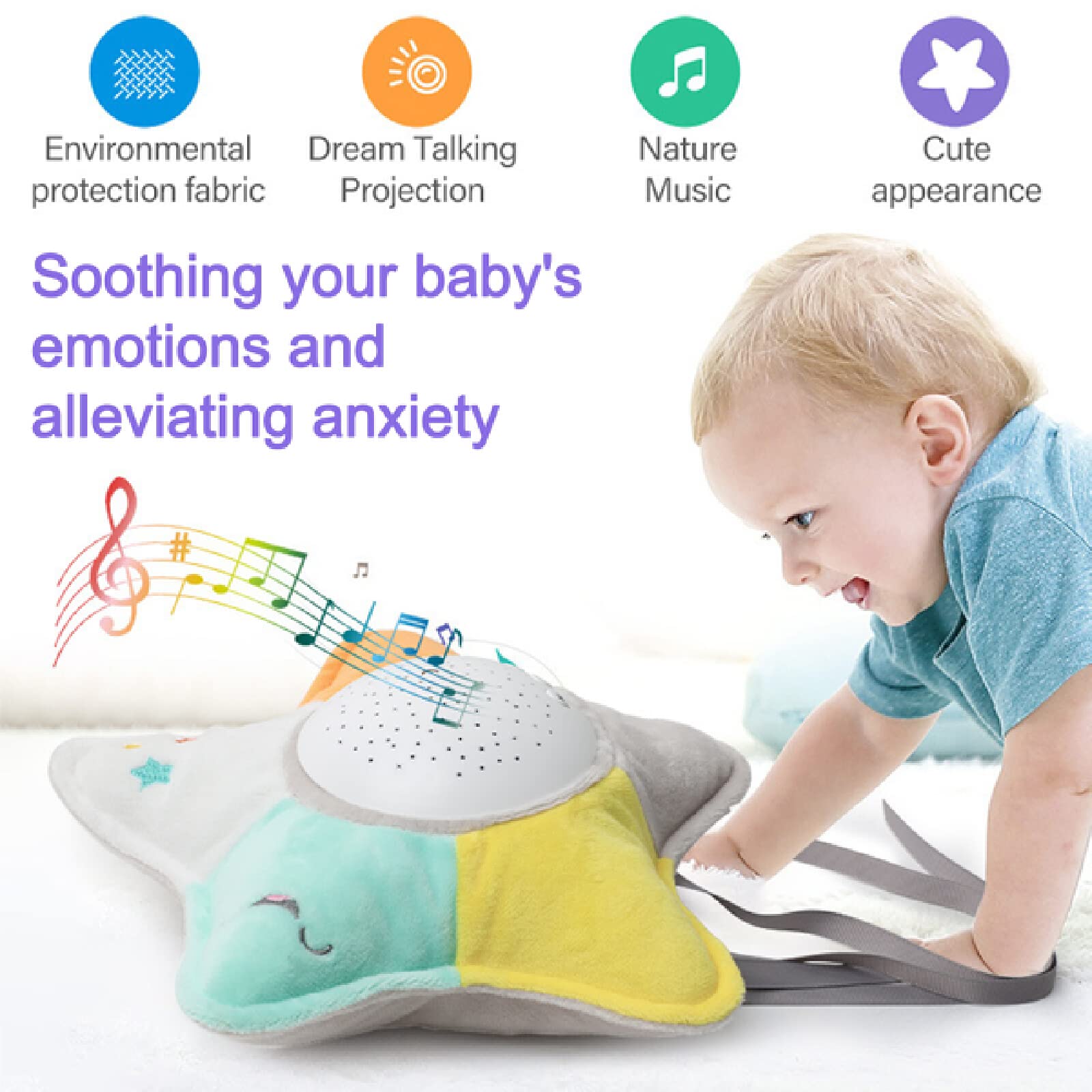 Proyector de estrellas, luz de noche musical, felpa de estrellas para niños y bebés, lámpara de escritorio, lámpara de techo, vía láctea, sueño de los niños, regalo para bebés