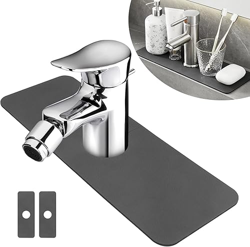 HoneyJar Tapete de grifo para fregadero de cocina, protector de salpicaduras para grifo de fregadero (1 agujero de 2.5 pulgadas), tapete absorbente