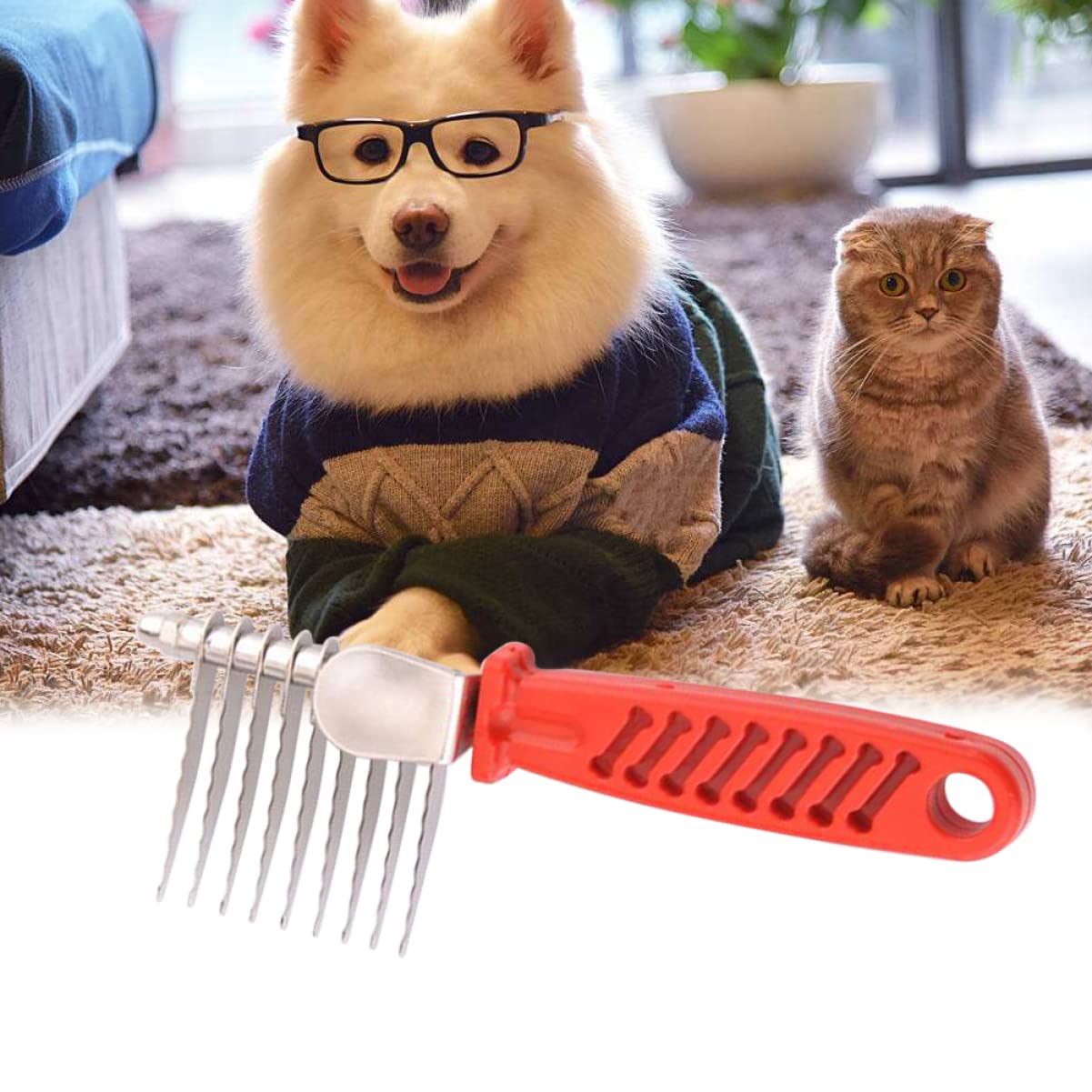 SUPVOX Professional Dog Grooming Comb Pet Dematting Tool for Poodle Easy to Use Brush for Matted