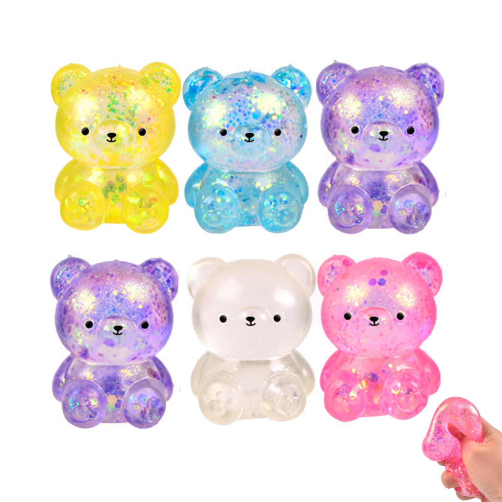 6 Pcs Squishy Toys, Cute Toys, Little Bear Squishy Toys Set Sensory Fidget Set, Slow-Rise Squishy Balls for Stress Relief and Focus, Adorable Squishy Fidgets for Kids
