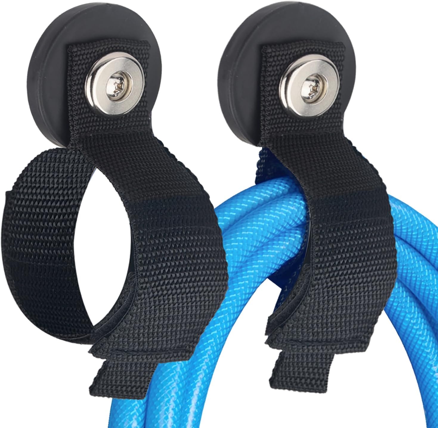 Strong Magnetic Hooks Strap, 2PC Magnetic Garage Storage Hooks, Heavy Duty Magnets Tool Holder for Hanging, Extension Cord Strap for Cable, Rope, Wire, Pick-up, RV, Workshop