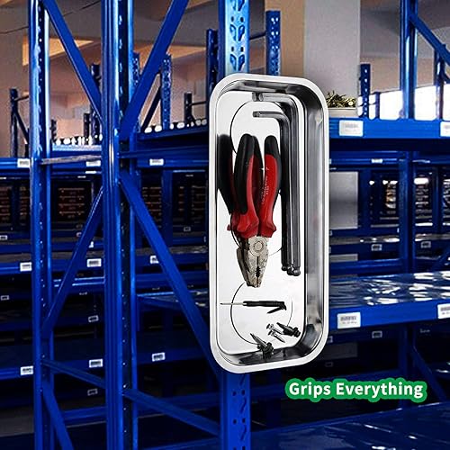 Miniatura 7 de Juego de bandejas magnéticas, 2 bandejas magnéticas para herramientas (cuadrado de 3.6 x 2.4 pulgadas5.9 x 2.5 pulgadas) y pulsera negra, el mejor