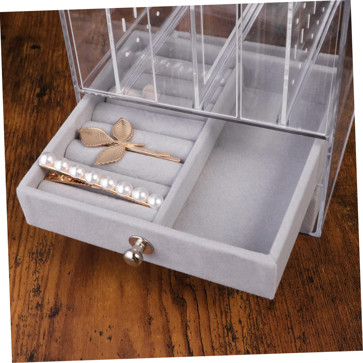 COLLBATH Estante De Exhibición De Joyas Para Aretes Caja De Almacenamiento De Acrílico Con 2 Cajones Para Uso En Tiendas De Collares Pulseras Y Joyas