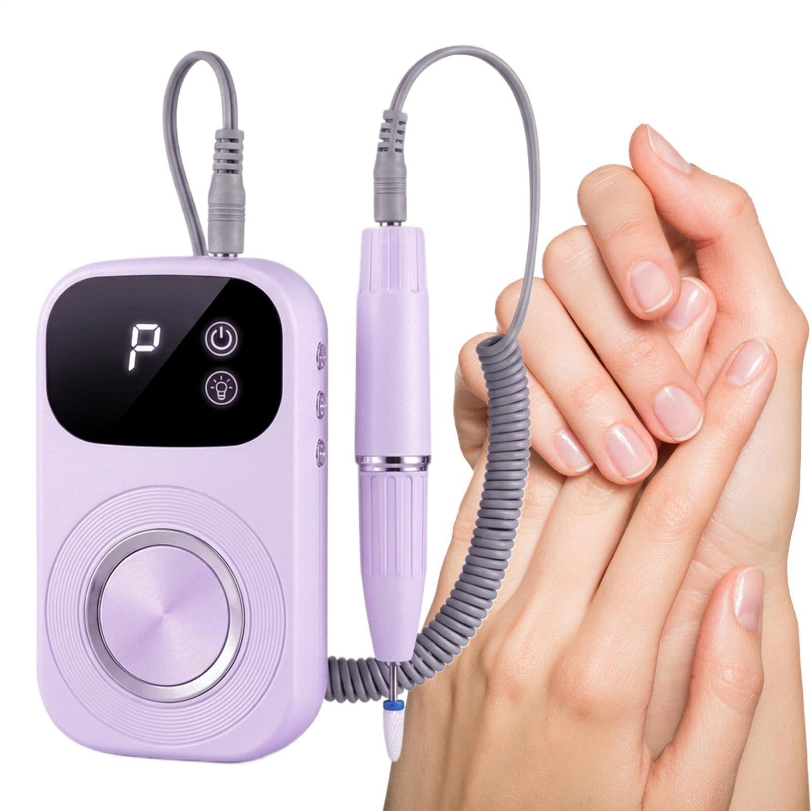 Taladro de de uñas portátil, recargable, silencioso, herramientas de manicura | Máquina de limar de gel de pedicura para mujeres, principiantes, manicura profesional, uñas de gel acrílico