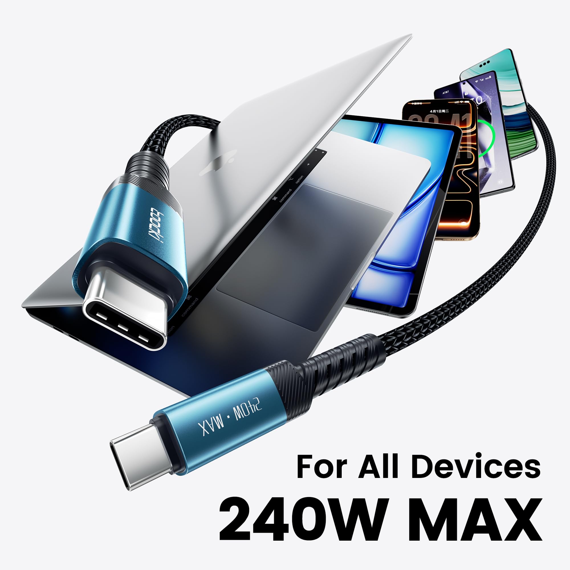 toocki Cavo di ricarica USB C a USB C da 240 W, 6 m, PD 3.1, ricarica rapida, cavo di ricarica USB C extra resistente in nylon intrecciato compatibile con iPhone 17 16 Pro Max, MacBook Pro, iPad Pro