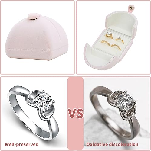 Miniatura 6 de Uhelper Cajas pequeñas para anillos de joyería para mujer, regalos de compromiso para ella, preciosa caja de regalo para anillo de doble ranura