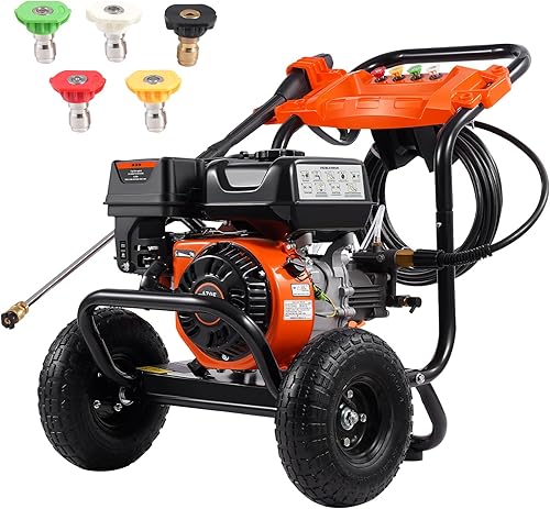 Miniatura 9 de VEVOR Lavadora a presión de gas, 3600 PSI 2.6 GPM, lavadora a presión a gas con bomba de cobre, pistola rociadora y varita de extensión, 5 boquillas