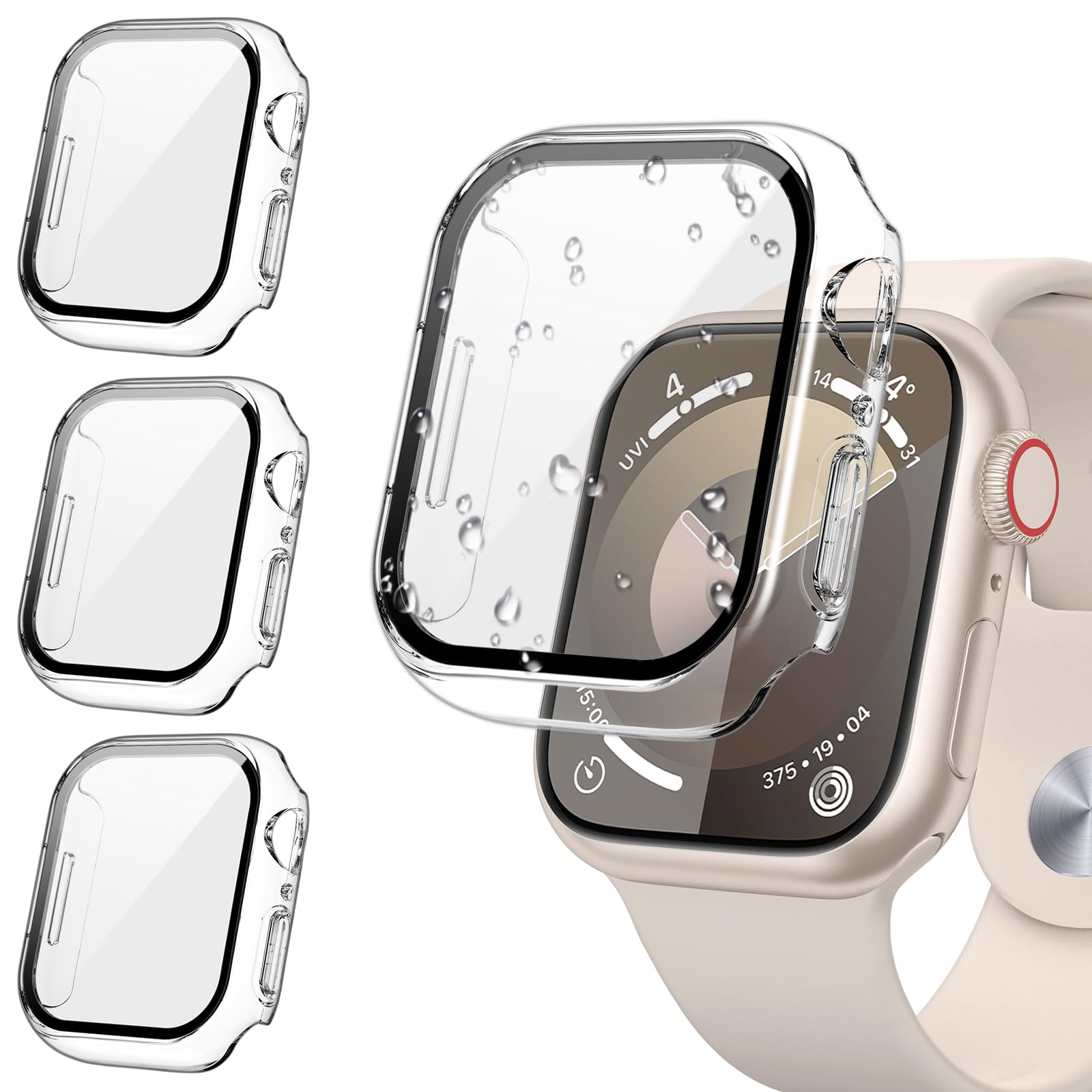 Kamita [3Pièces] Coque pour Apple Watch Série SE 3/SE 2/6/5/4 40mm, Étui de Protection avec Protecteur d'écran en Verre Trempé, PC Bumper Case Antichoc Housse pour iWatch 6/iWatch 5/iWatch4 (Clair*3)