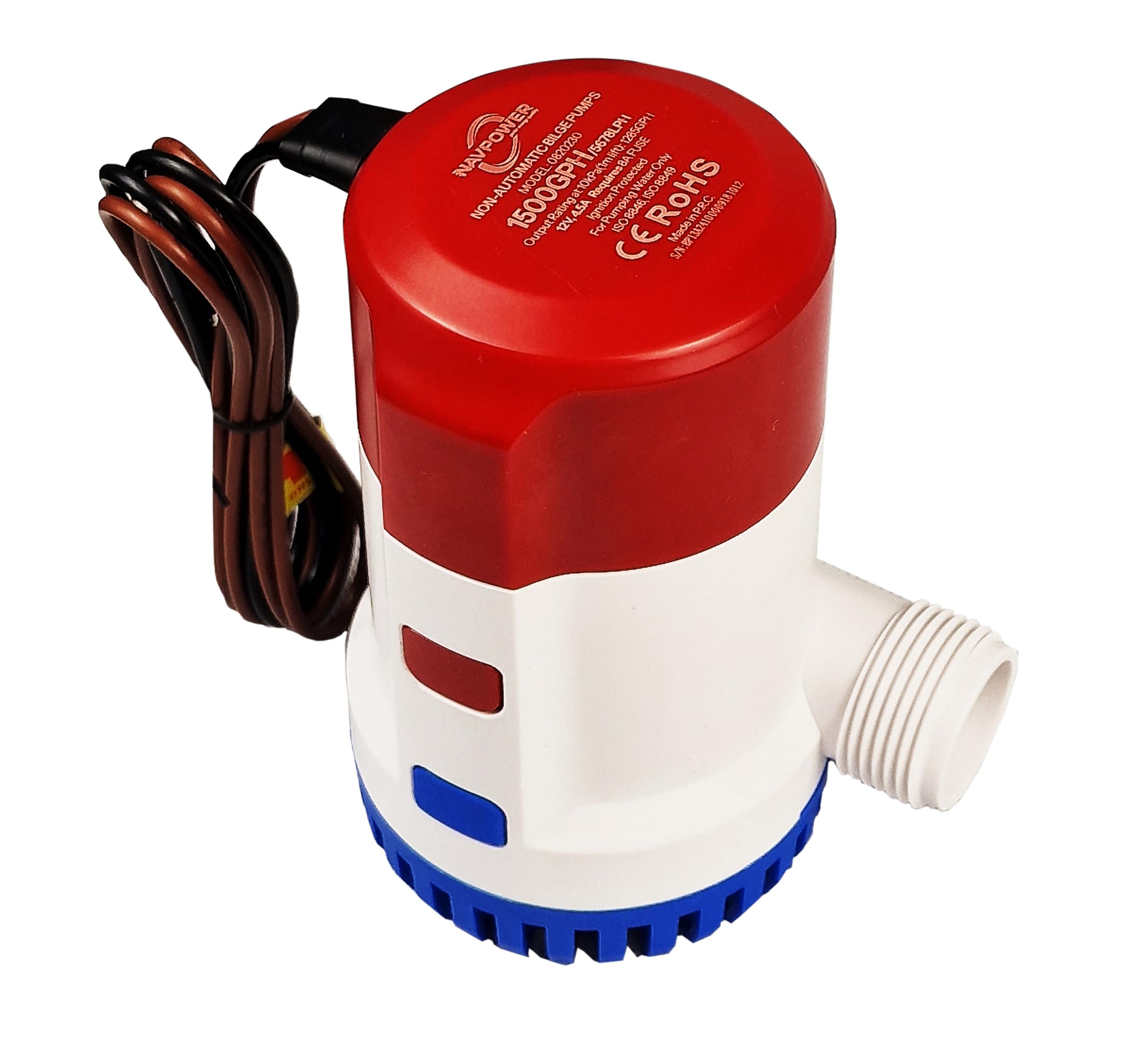 NAVPOWER Pompe de Sentine 24 V | 1500 GPH / 2000 GPH - Puissant, fiable et sûr pour bateaux, yachts et applications nautiques (1500 GPH)