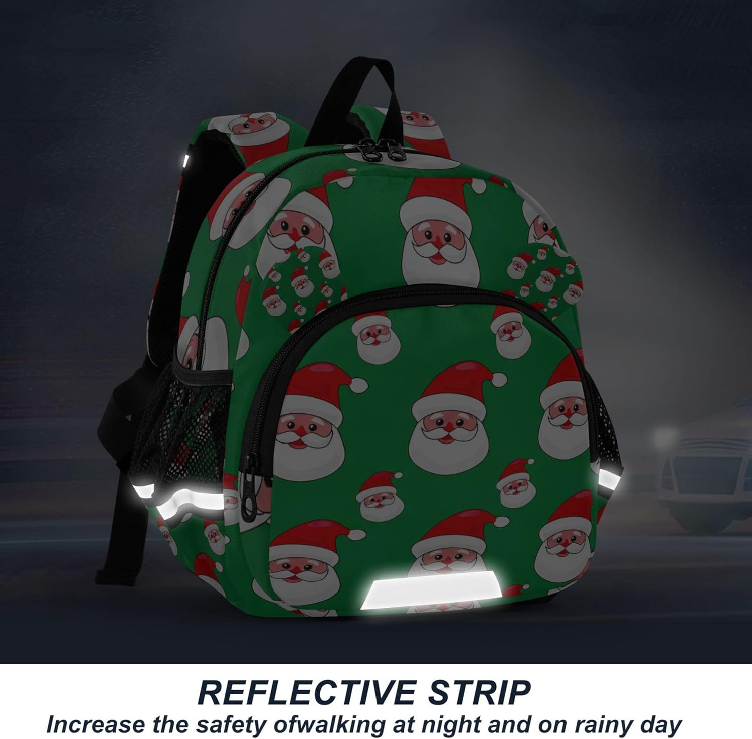 Joisal Cute Kids Backpack for Toddler Bagpack Boys Daycare Bag for School Girls Green Santa Claus Green S 7L