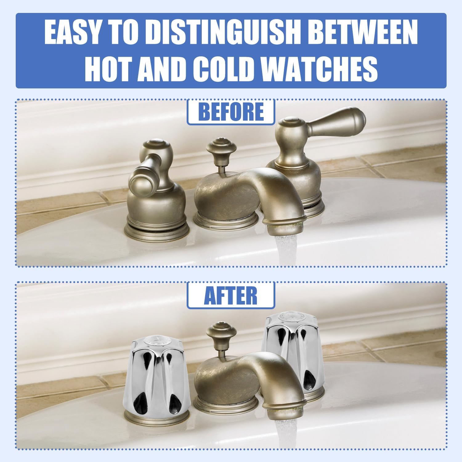 3pcs Shower Knob Replacement, Plastic Shower Faucet Handle Hot & Cold Bathroom Faucet Knobs Replacement Compatible with Price Pfister Verve Tub/Bathtub Shower