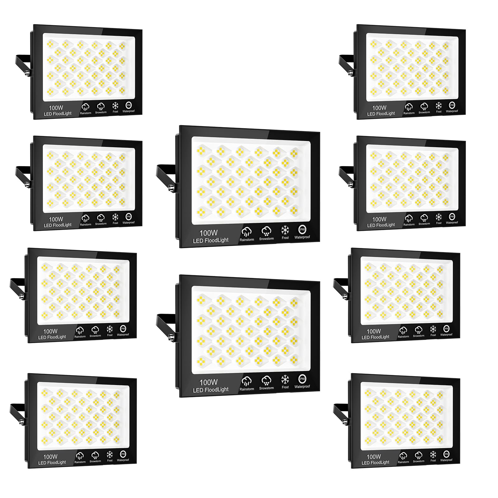Sararoom Focos Proyector Floodligh de Seguridad - 10Pcs 100W 6500K Blanco Frío Foco LED Exterior y Interior