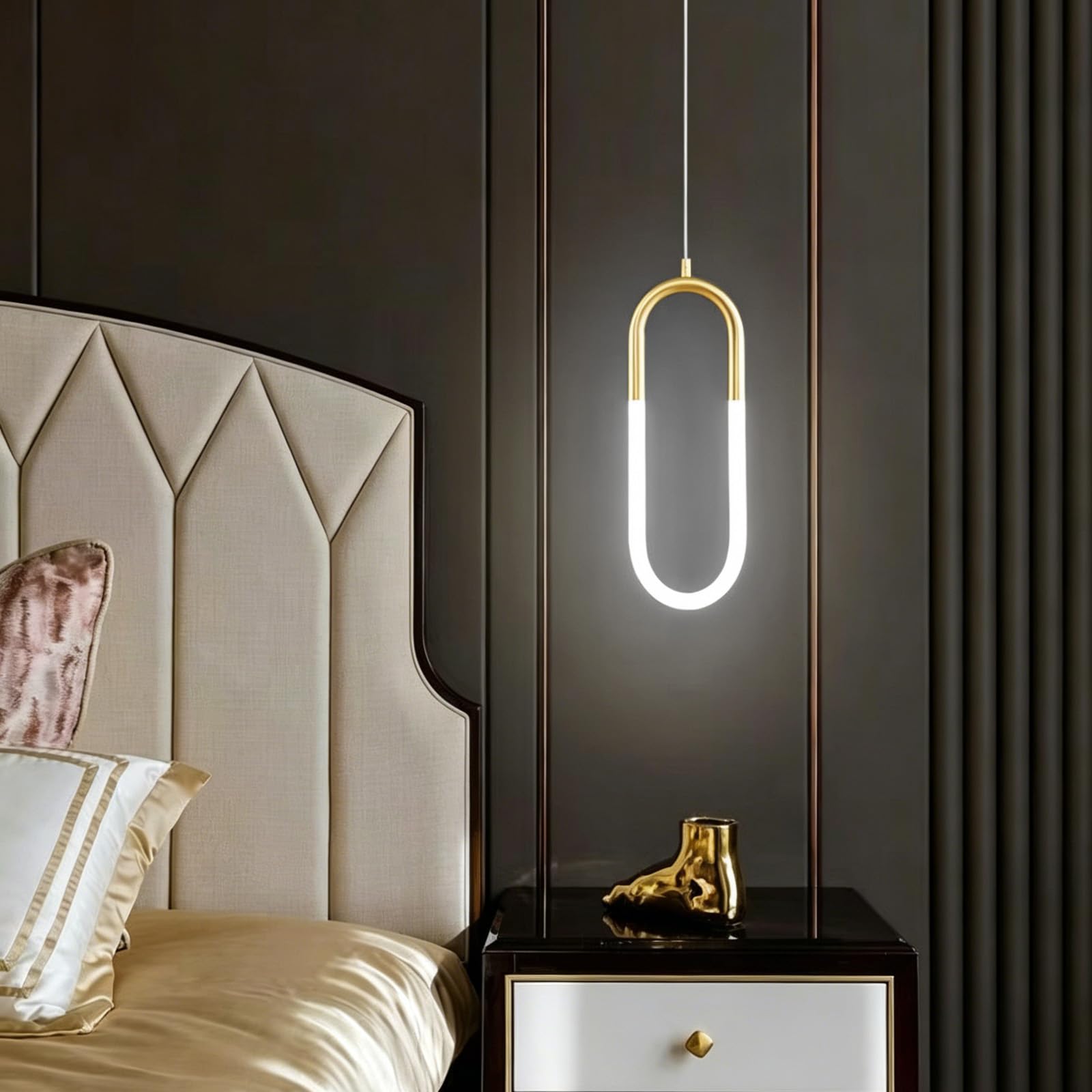 Lámpara moderna simples con iluminación LED y suspensión interior dorada para techo 8
