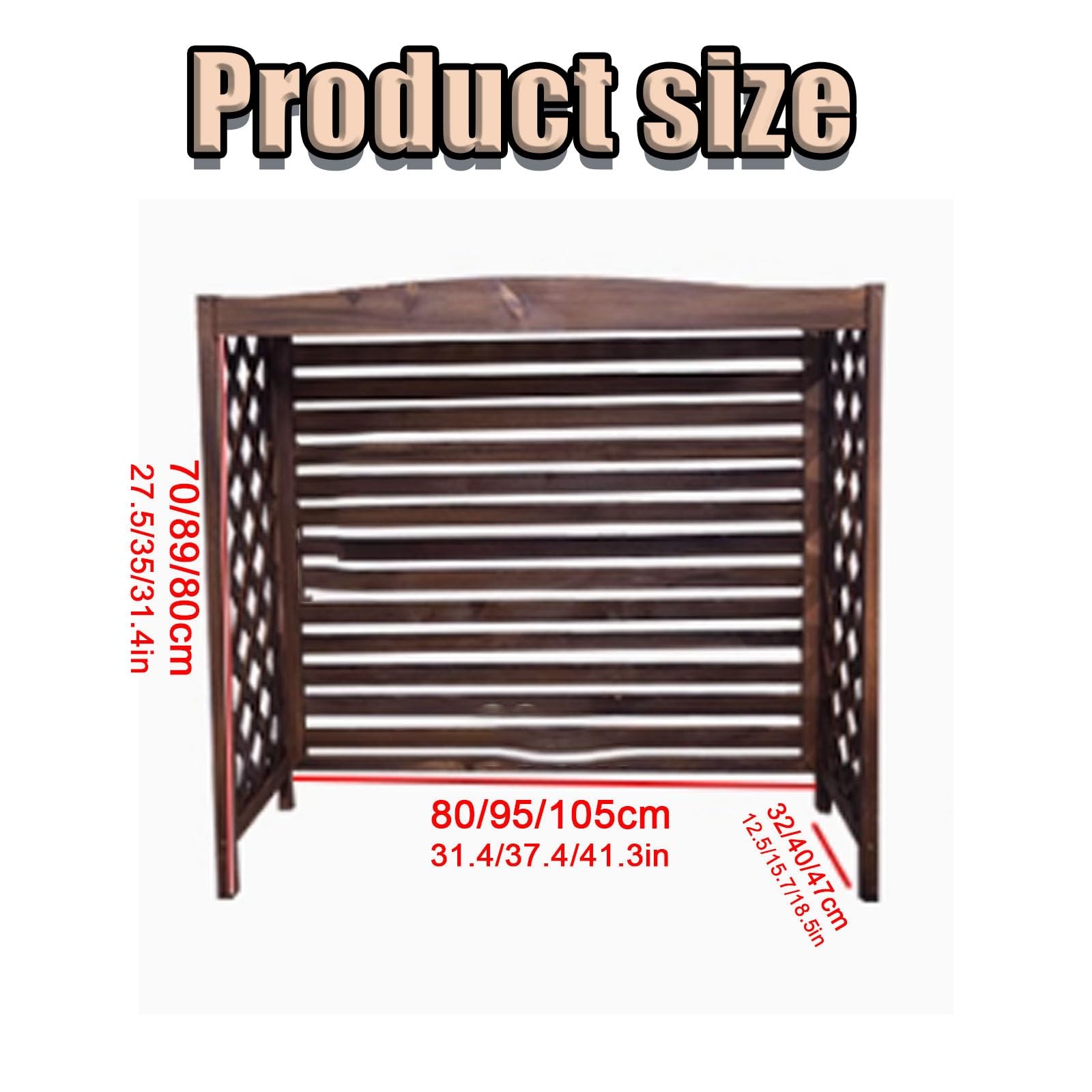 Pokrowiec na klimatyzator zewnętrzny, drewniana osłona klimatyzatora ogrodowego, odporna na warunki atmosferyczne, obudowa AC (105 x 47 x 80 cm) - stylowa ochrona na patio