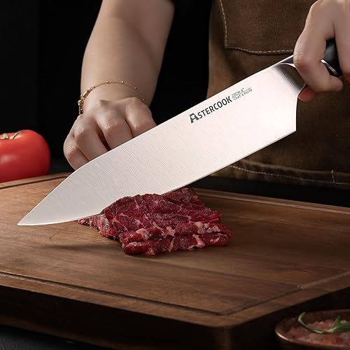 Miniatura 6 de Astercook Cuchillo de chef, cuchillo de cocina profesional de 8 pulgadas, mango de ABS, apto para lavavajillas, acero inoxidable alemán de alto
