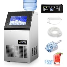 Amzgachfktch Commercial Ice Maker, 120 lbs/24H Ice Machine, 2 Water Inlet