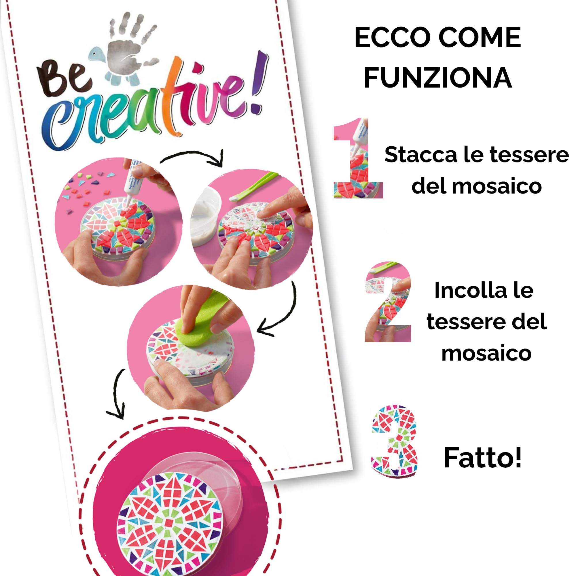 Ravensburger - Be Creative Maxi Mosaico Bambini | Giochi Creativi Bambina 8 Anni o Piú | Kit Lavoretti Creativi per Bambini | Idee Regalo Bambina 8 Anni