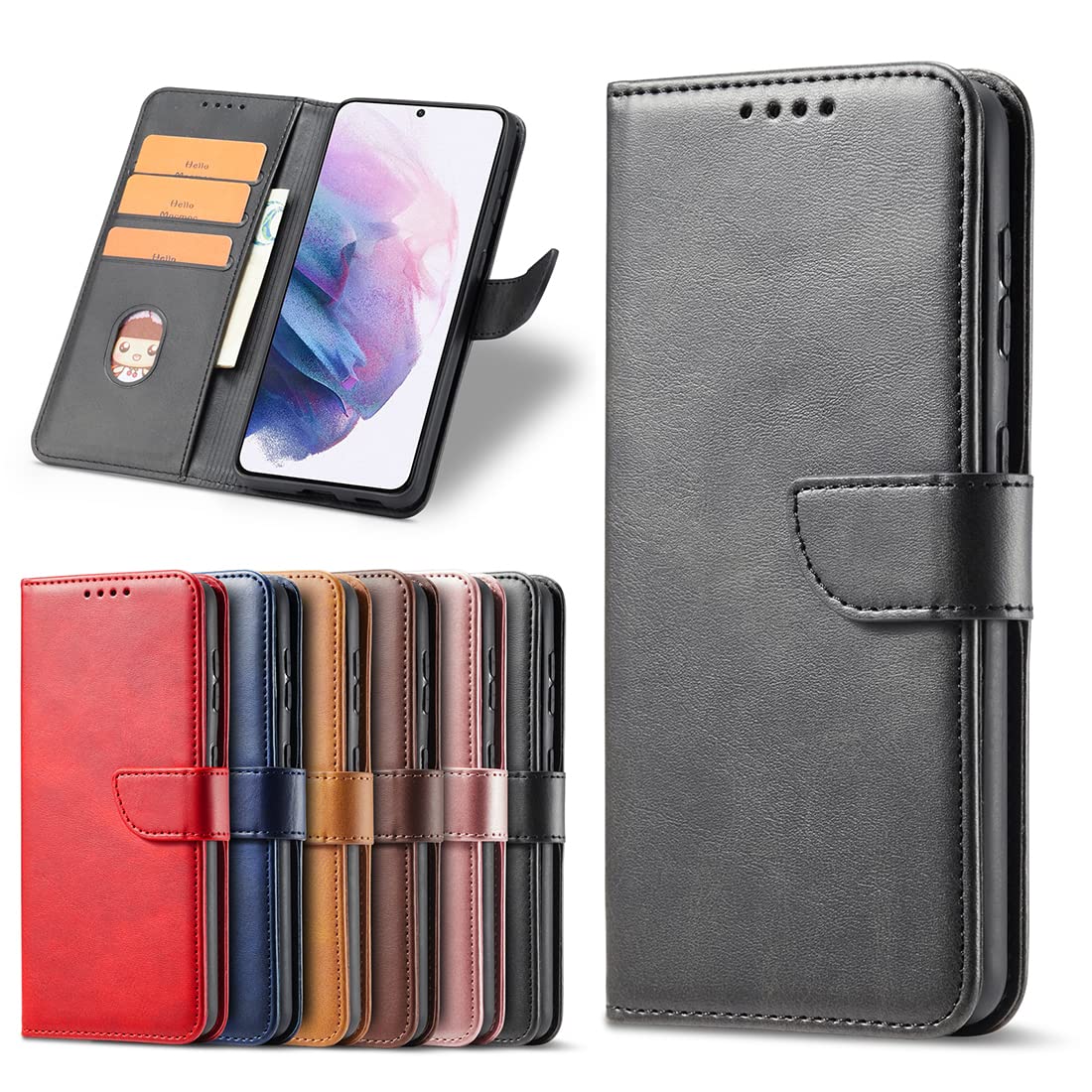 Custodia Bookstyle Con Chiusura Magnetica Per Xiaomi Redmi 9 (6,53'') – Cover In Pelle Con Porta Carte E Funzione Stand, Nero