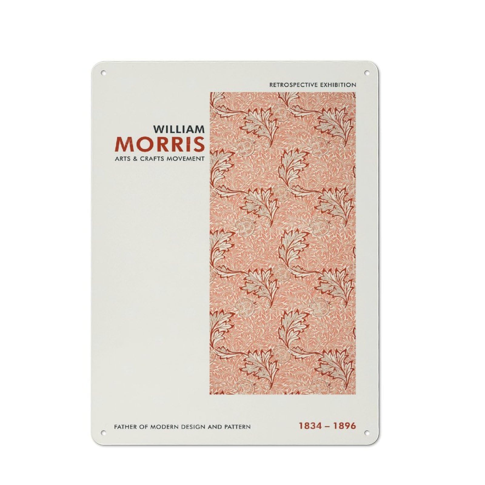 Junmoney Style-12 William Morris Arts & Crafts Printed Metal Sign 40X30cm For Bar Or Restaurant, New Home Wall Decor For Hospitality Decor Collectors