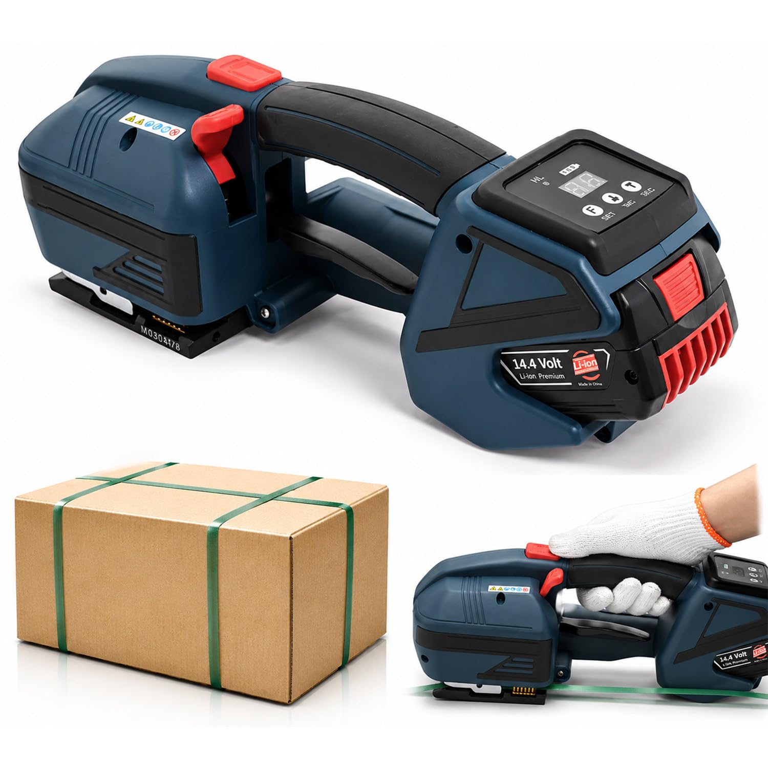 Ostreemaner Automatic Strapping Binding Machine, Plant Strapping Machine, 13-16 mm Strapping Width, Tightening Speed 100-200mm/S, With LCD Display, 600-3200N Adjustable Tensile Strength