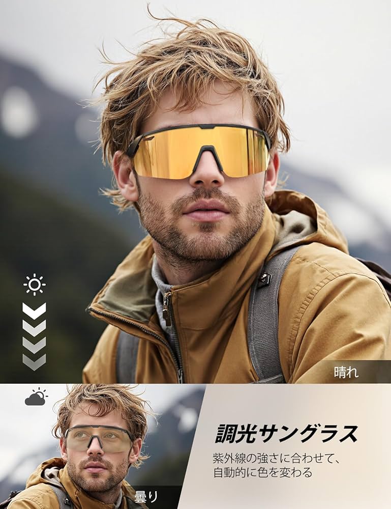 Amazon | [Lamicall] 調光サングラス スポーツサングラス 調光レンズ