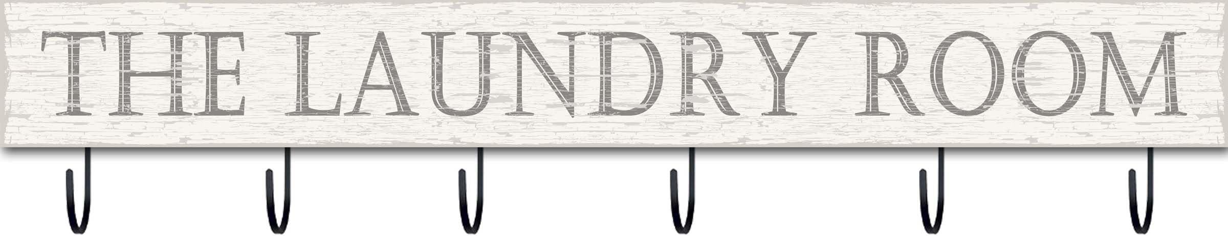 SIXTREES The Laundry Room Box Sign with Hooks