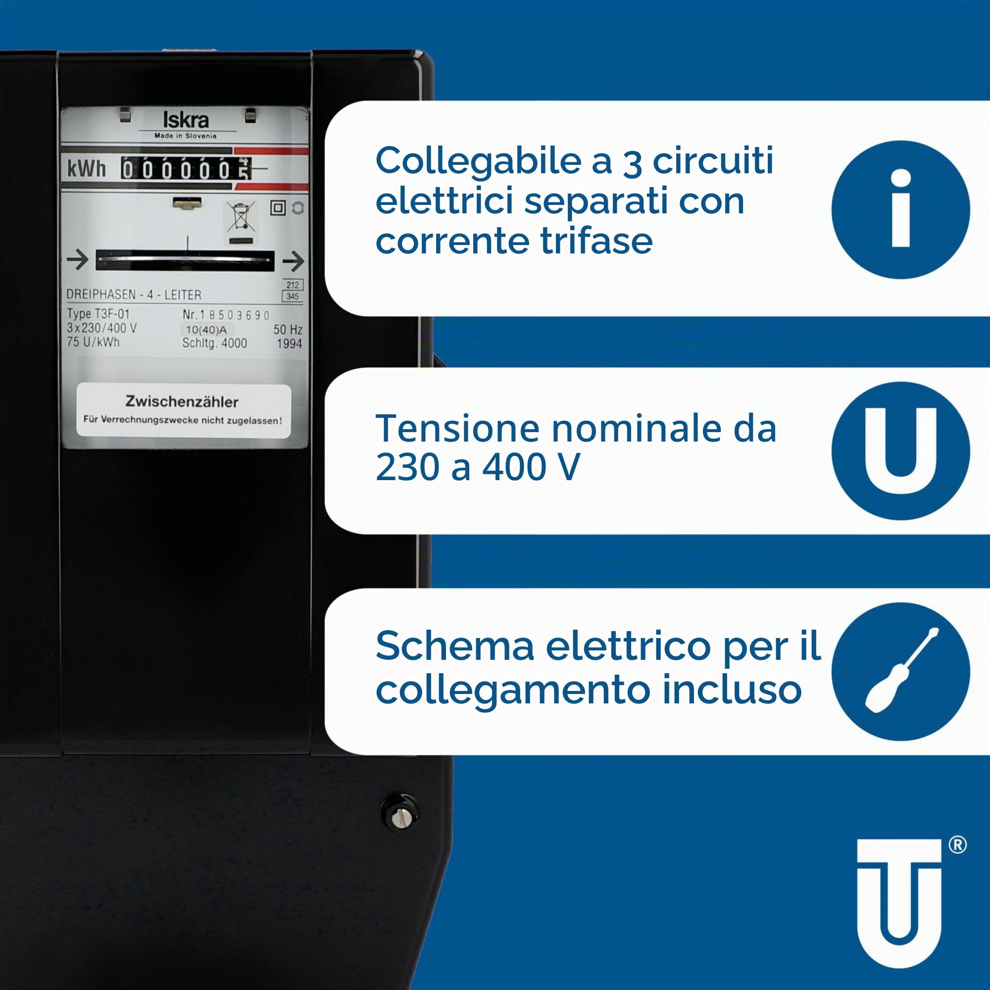 Unitec 41741 - Contatore differenziale in trifase