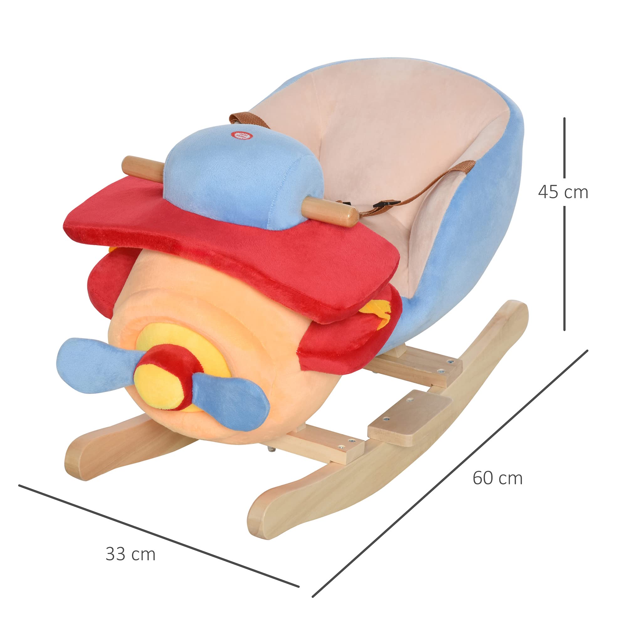 HOMCOM Caballo Balancin Niño Avion Peluche+Musica Cinturon Seguridad Caballito Infantil