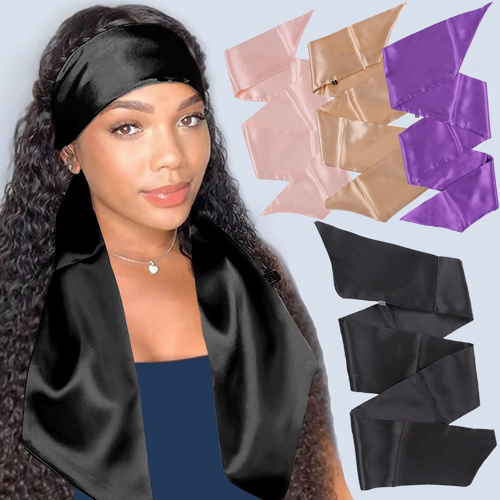 Wig How To Wrap Black Hair With A Scarf Xtrend 4Pcs Women's Satin