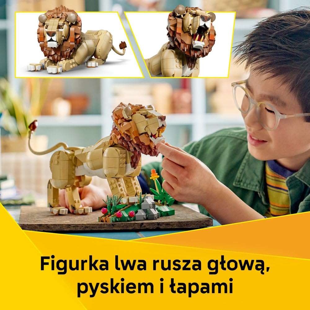LEGO Creator 3 w 1 Dzikie zwierzęta: Dumny lew 31386 | Zestaw klocków konstrukcyjnych, figurki zwierząt do przebudowy, kreatywny prezent dla dziewczynki i chłopca 9+, 839 elementów