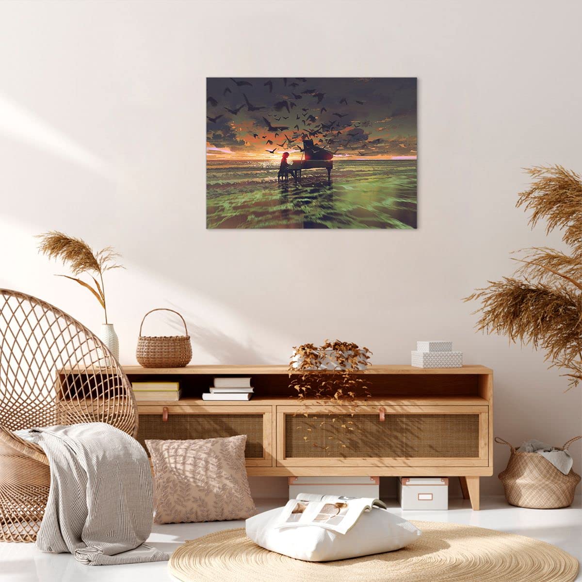 AIVYNA Abstrait Musique Toile tableau Art Couleur Guitare Murale Toile tableau Tableaux Huile Art Peinture Musique Affiche Murale Art Salon Chambre Decoration Sans Cadre 70×140cm