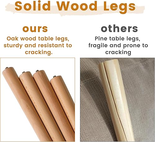 Miniatura 3 de Mesa auxiliar baja con patas de madera maciza, mesa auxiliar ovalada pequeña, mesa auxiliar para sentarse en el suelo, muebles de almacenamiento y