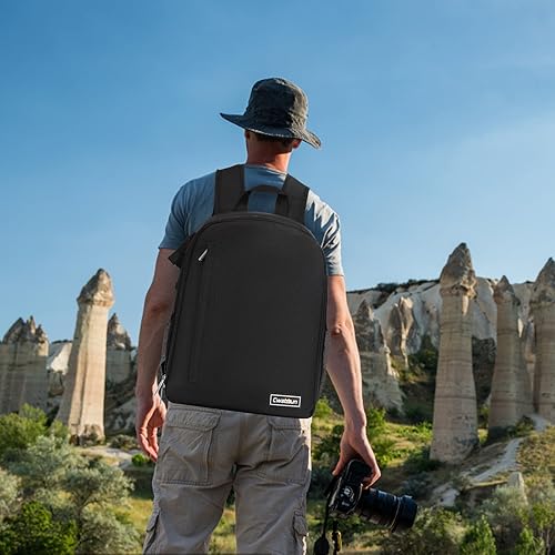 Miniatura 8 de Cwatcun Mochila profesional para cámara SLR DSLR sin espejo, resistente al agua, compatible con cámaras Sony Canon, Nikon y accesorios de trípode (
