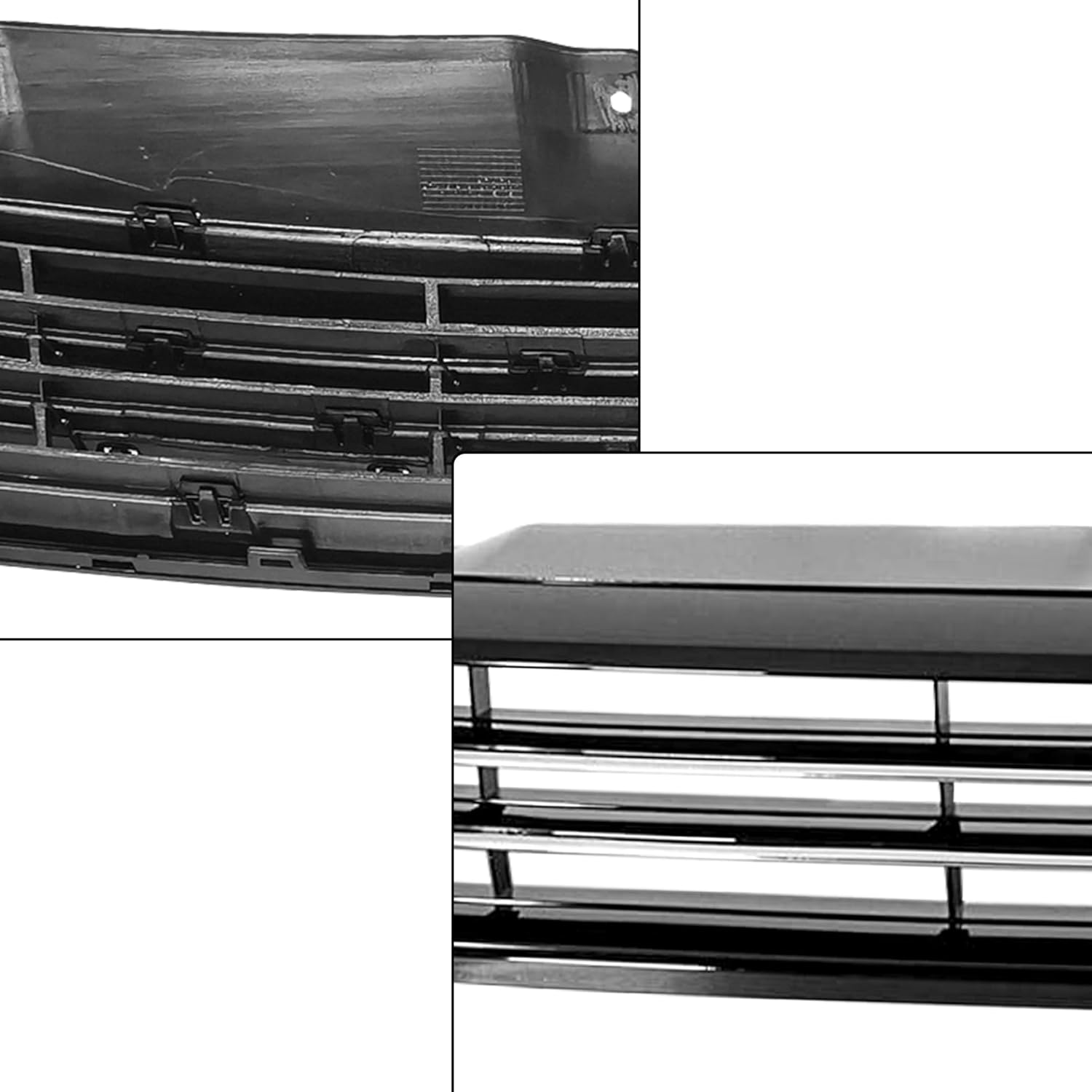 PartsFlow Front Upper Grille Mesh Black With Chrome Trim Grill Compatible With 2011 2012 2013 2014 VW Volkswagen Jetta Sedan MK6 5C6853651A