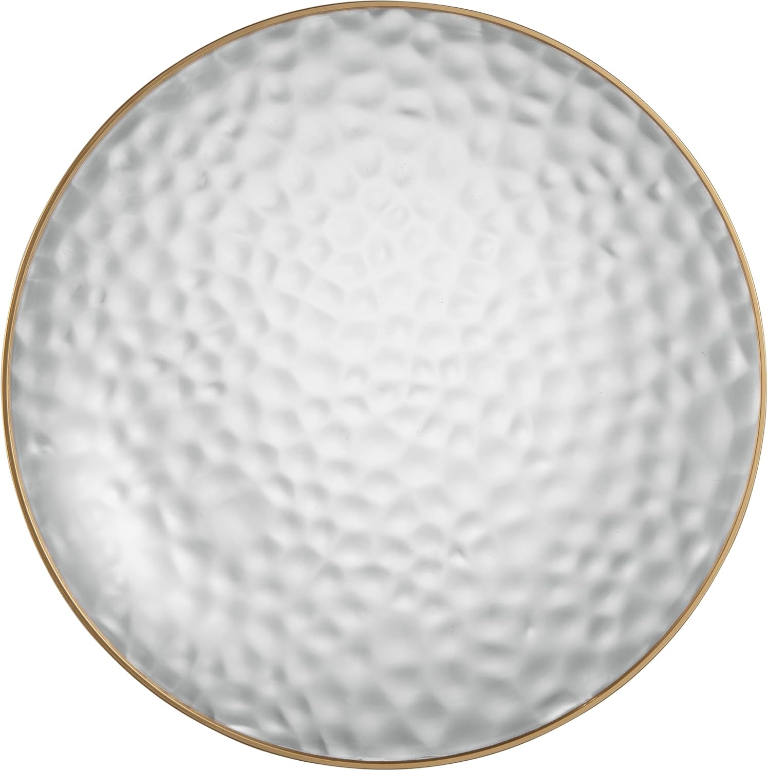 PLASTICPRO 30 Pack Hammered Plastic Plates Heavyweight Disposable Plastic Plates Elegant Clear Hammered Rim Platsic Party Dishes (Hamered Clear With Gold Rim, 10'' INCH PLATES)