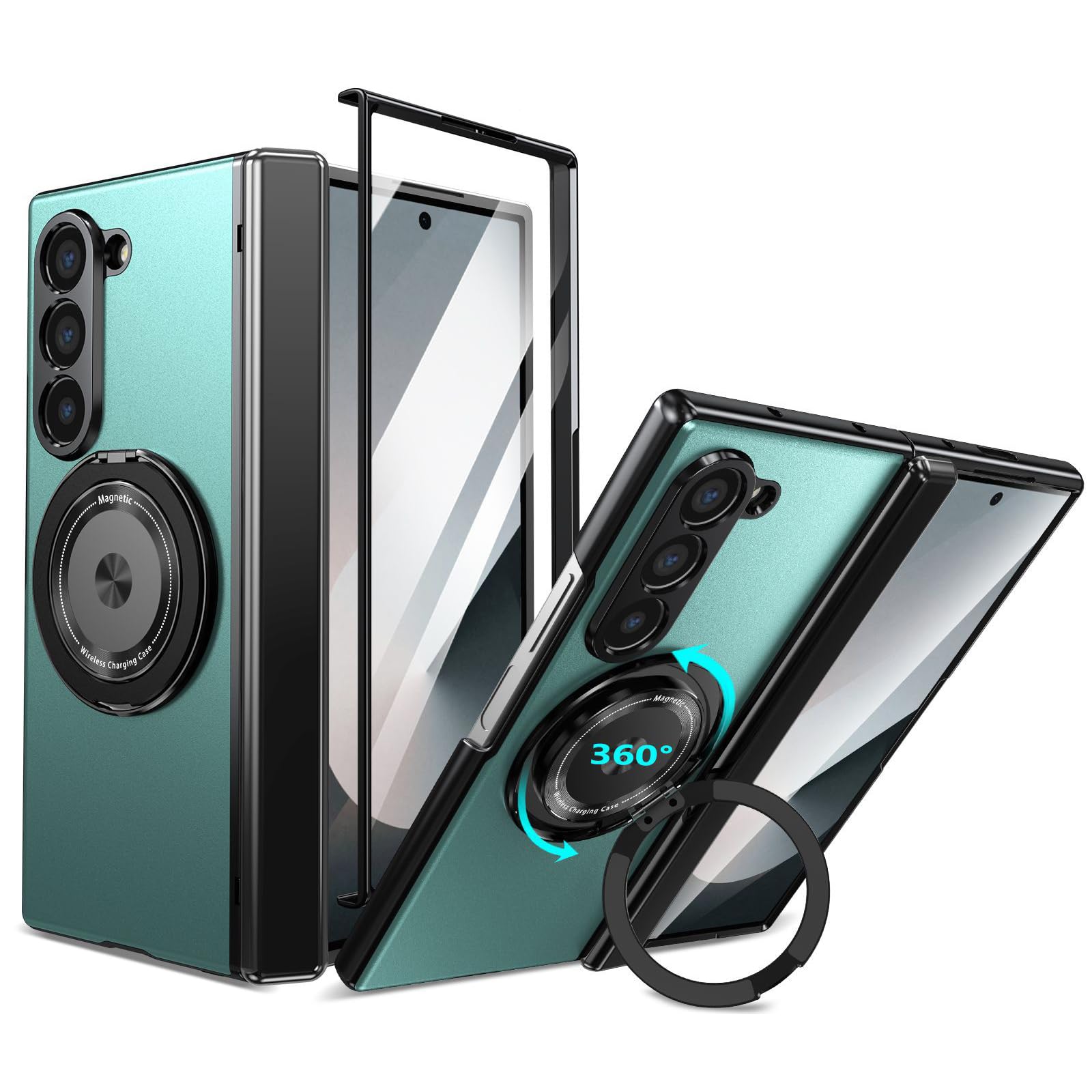 Étui Galaxy Z Fold 8 Ultra chic galvanisé avec charnière magnétique et support robuste vert