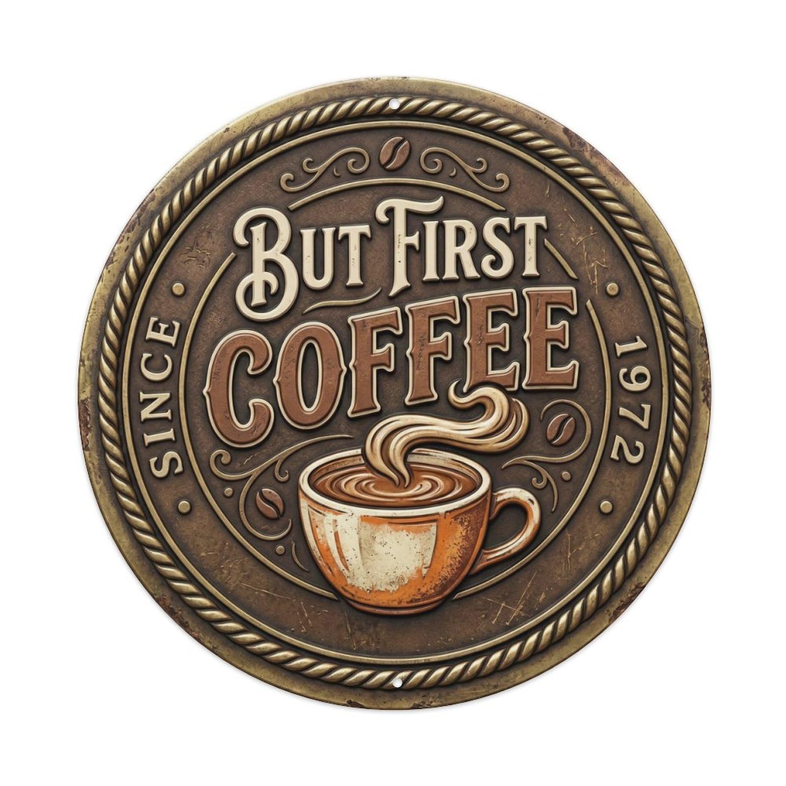 But First Coffee Nostalgic Hanging Display Retro Slogans Metal Tin Sign