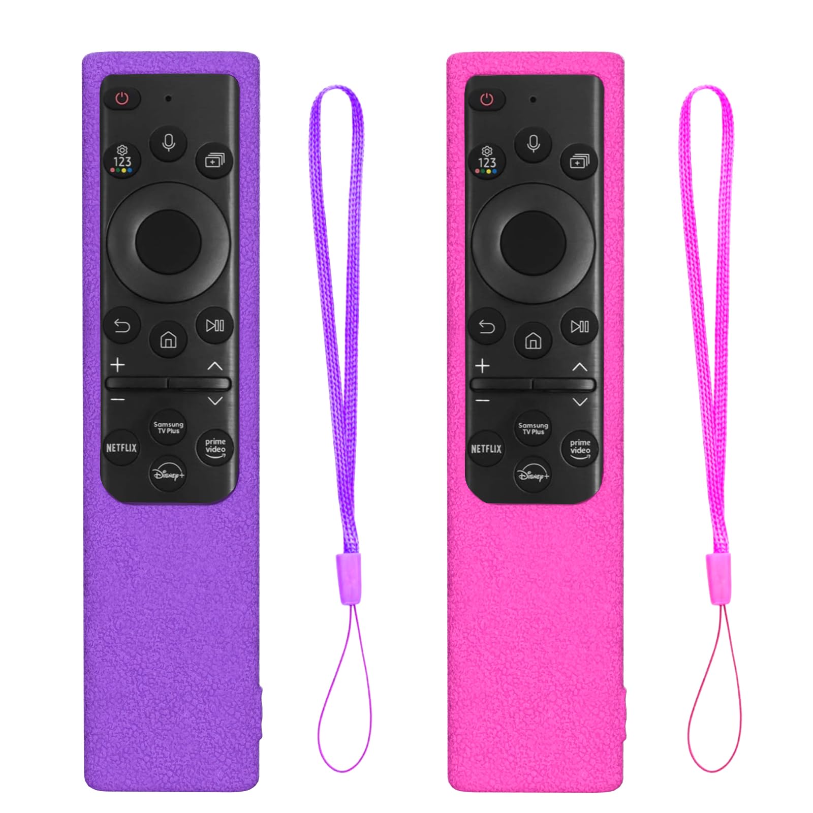 Photo 1 of 2 Pack Silicone Remote Cover for Samsung Smart TV Remote 2019–2026, Non-Glow Protective Case for Solar Cell Remote BN59-01357 BN59-01385 BN59-01265A, Anti-Slip (Purple & Rose)