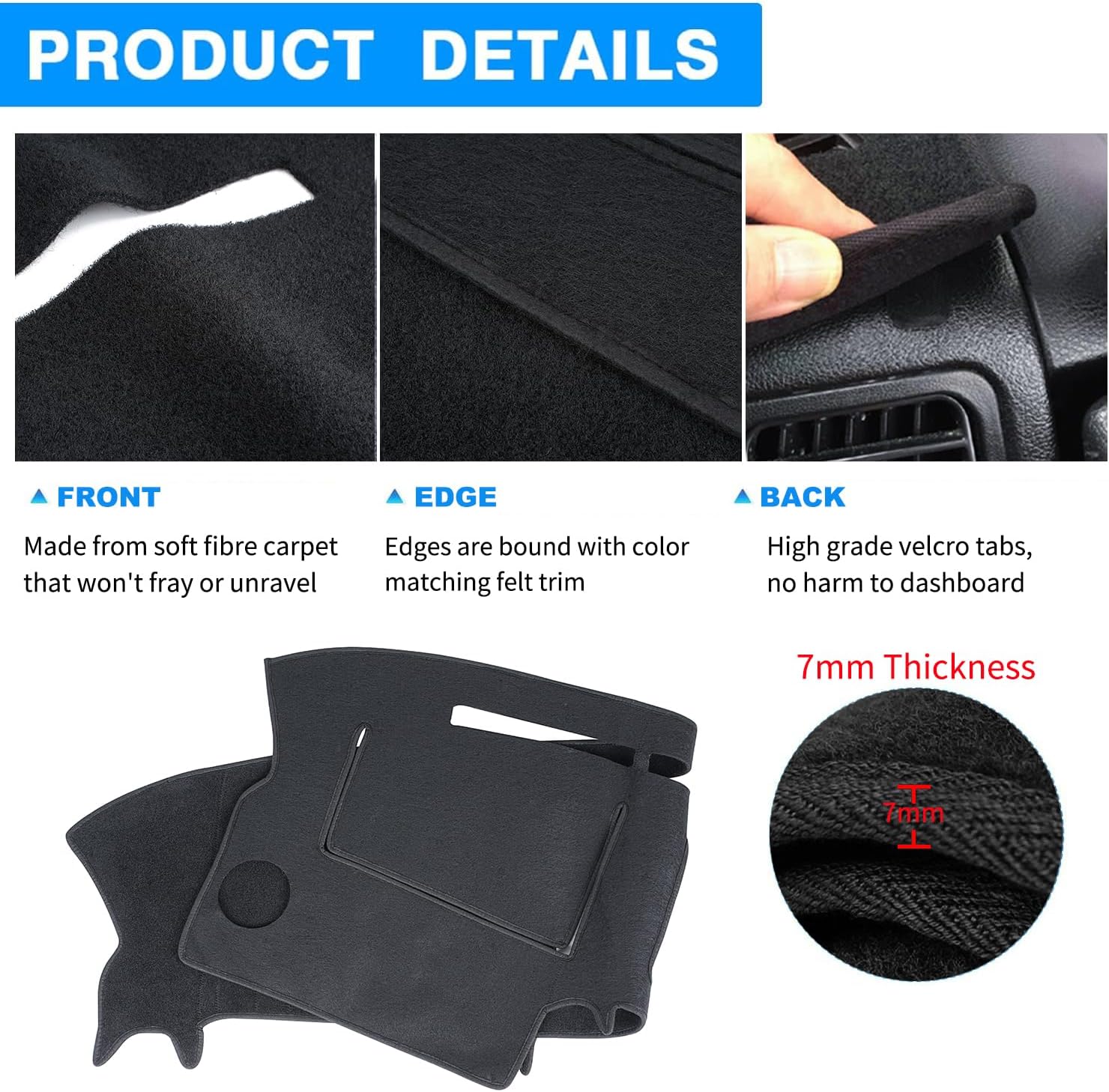 Dashboard Cover Custom Fit for Ford F150 Pickup Truck 2004 2005 2006 2007 2008,Dash Cover Mat Pad Carpet Protector (Black)