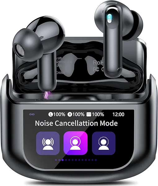 Wireless Earbuds, Bluetooth 5.4 Headphones Multi-Function Touch Screen with 5 EQ Modes, 48H Ear Buds Bass Stereo with ANC Noise Cancelling/Transparency Mode, IPX7 Bluetooth Earbuds for Android/iOS