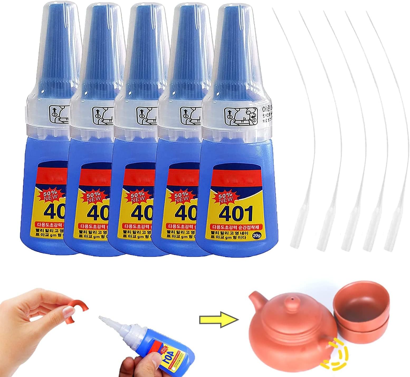 KASTWAVE Multipurpose High-Grade Bonding Glue, Super Glue for Metal, Multipurpose Premium Adhesive Glue, Super Fast-Curing Adhesive, All Purpose Repair Glue, for Bonding Metal, Plastic, Wood (5Pcs)