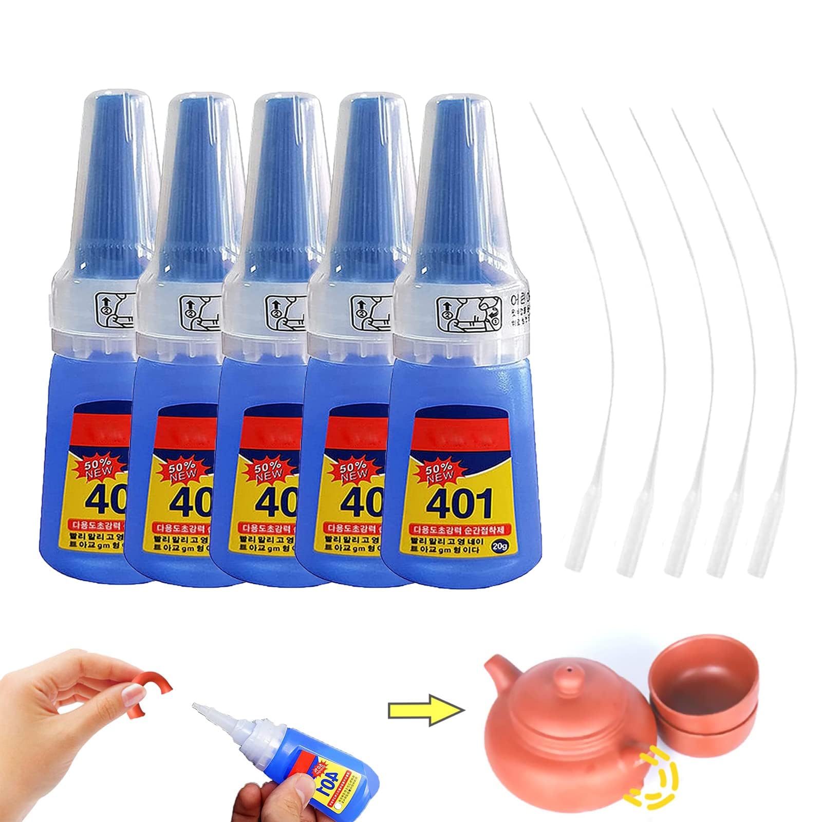 KASTWAVE Multipurpose High-Grade Bonding Glue, Super Glue for Metal, Multipurpose Premium Adhesive Glue, Super Fast-Curing Adhesive, All Purpose Repair Glue, for Bonding Metal, Plastic, Wood (5Pcs)