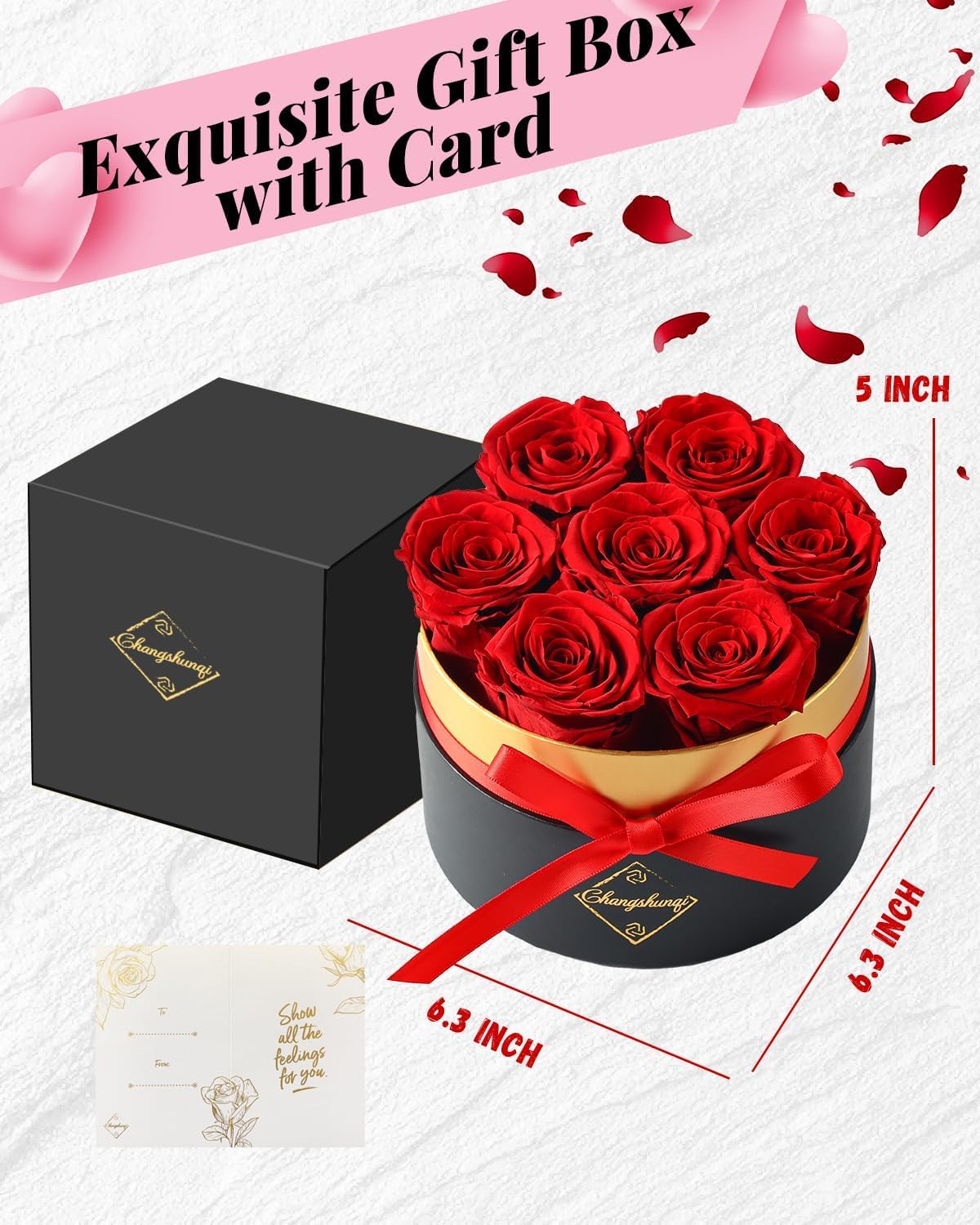Forever Flowers Preserved Roses in a Box - 7 Preserved Flowers in a Box Last 2-3 Years, Rose Forever Birthday Flower Gifts for Women Her Wife Anniversary Mothers Rose Gift for Her - Image 6