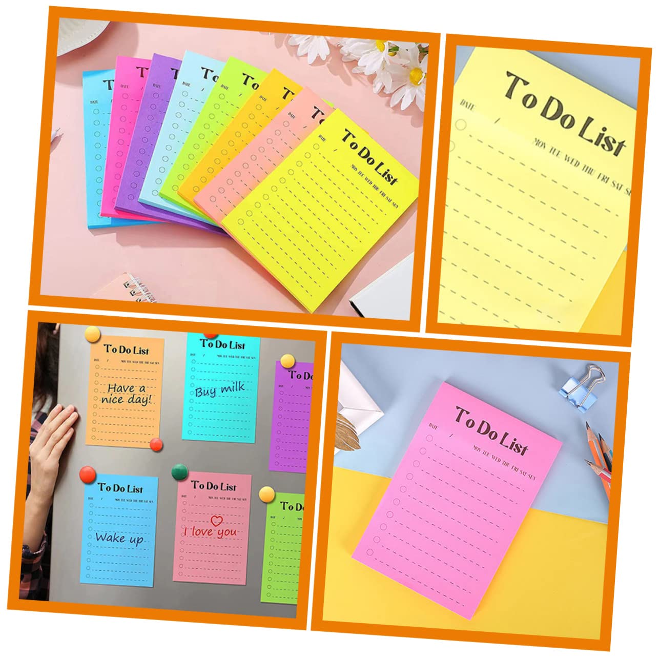 SHOWERORO Pegatinas Para Notas Blocs De Notas Fluorescentes 16 Unidades/set Múltiples Autoadhesivas Para Oficina