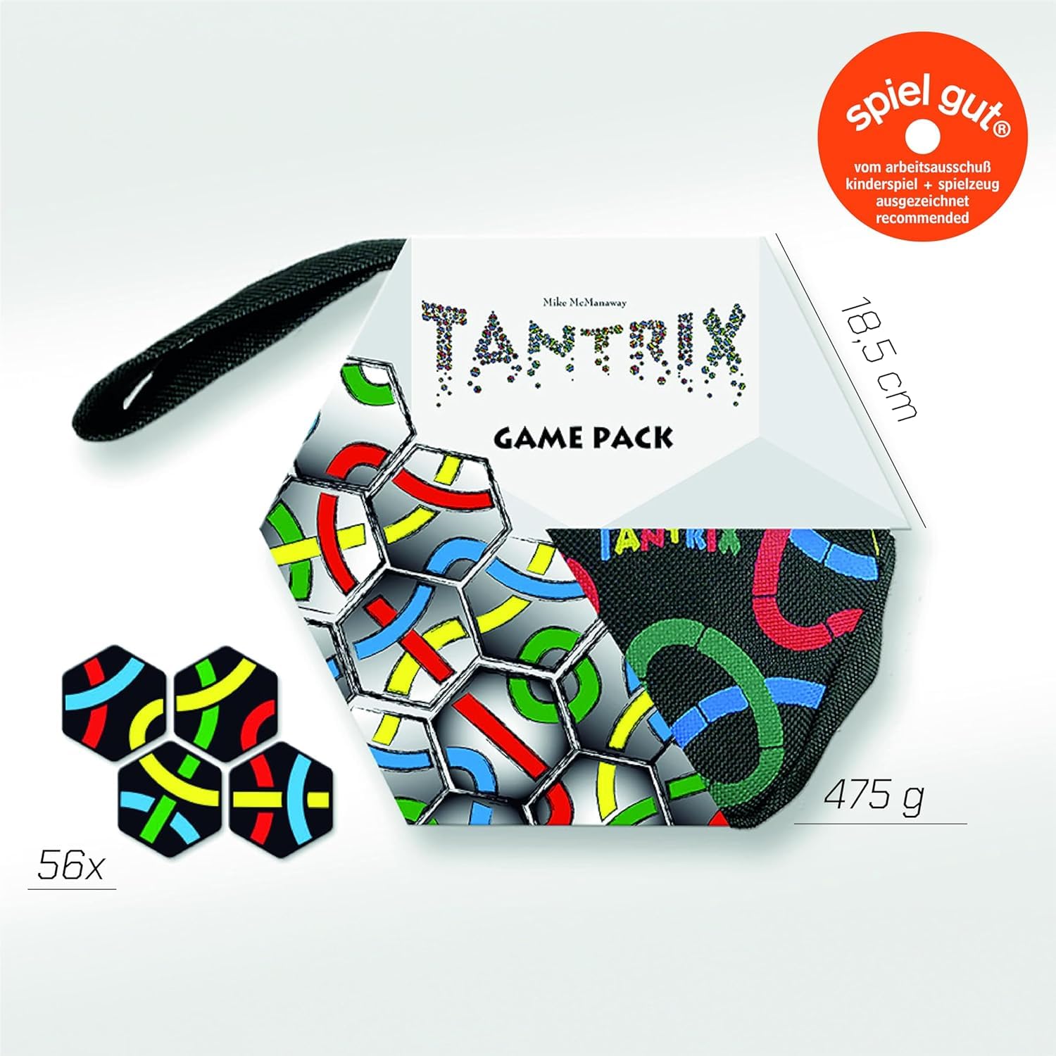 Tantrix Strategiespiel Game Pack - Schwarze Spielsteine + Mitnahmebeutel - Denkspiel, Puzzlespiel, Legespiel, Partyspiel, Familienspiel mit Logik Rätseln für 1-6 Spieler - Knobelspaß für Groß & Klein